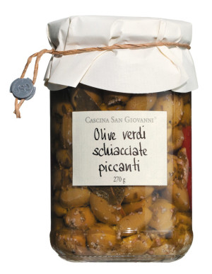 Olive verdi schiacciate piccanti