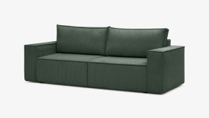Sofa Elma Nora, rozkładana, automat DL, sztruksowa tkanina Zoom, pet friendly, kolor zielony
