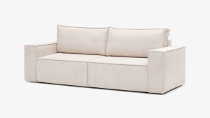 Sofa Elma Nora, rozkładana, automat DL, sztruksowa tkanina Zoom, pet friendly, kolor beżowy