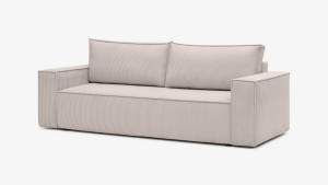 Sofa Elma Nora, rozkładana, automat DL, sztruksowa tkanina Zoom, pet friendly, kolor piaskowy