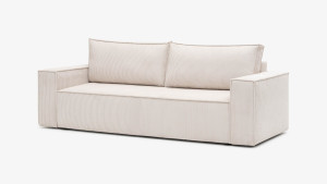 Sofa Elma Nora, rozkładana, automat DL, sztruksowa tkanina Zoom, pet friendly, kolor beżowy