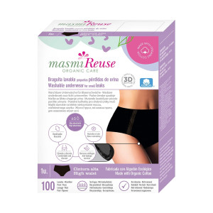 Masmi Bielizna na nietrzymanie moczu – wysoki stan (rozmiary: S, M, L, XL), 100% bawełny organicznej 1 szt.