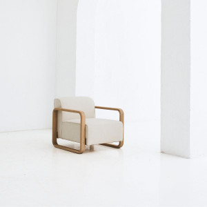REDYK Sessel Eiche massiv – Light Beige Fabric