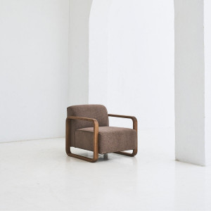 REDYK Sessel Eiche massiv – Dark Taupe Fabric