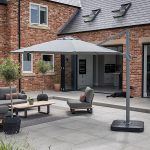 3.5m Round Cantilever Parasol with Solar powered LED Lights | Grey