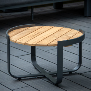 Bloom Coffee Table with Teak Top in Charcoal