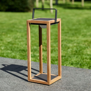 Luxor Floor Outdoor and Indoor Solar Lantern In Teak