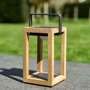 Luxor Table Outdoor and Indoor Solar Lantern In Teak