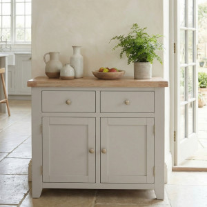 Sideboard with 2 Door & Drawers in Pebble Grey | Natural Wood Modern & Sleek Indoor Furniture | Fully Assembled | Burford | Harbour Lifestyle