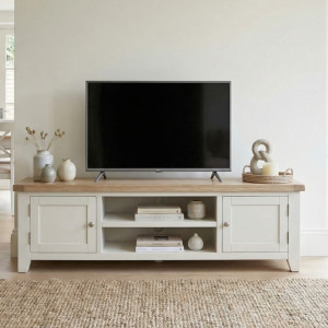 Media Unit Large 180cm in Warm White | Modern Furniture for Living Room | Solid Wood Indoor Range | 15 yr Guarantee | Burford | Harbour Lifestyle