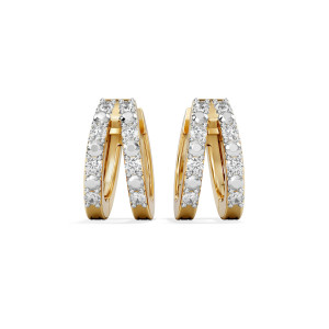 0.22 Ct Duo Row Huggie Lab Grown Diamond Earrings in 18K Gold Vermeil | Handcrafted in UK | The Diamond Store