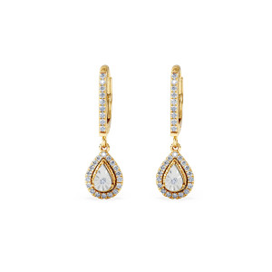 0.2 Ct Masami Lab Grown Diamond Pear Halo Earrings in 18K Gold Vermeil | Handcrafted in UK | The Diamond Store