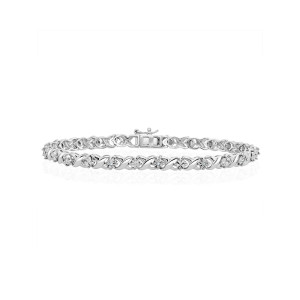0.05 Ct Diamond Kisses Bracelet Set in 925 Silver | Small/16.25 | Handcrafted in UK | The Diamond Store