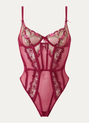 Lounge Dahlia Bodysuit - Bærrød - XS