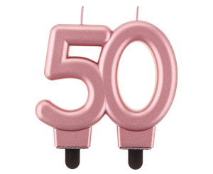 Świeczka 50 urodziny, metalik różowo-złota, 8 cm