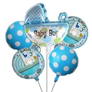 BALONY 5 SZT KPL NIEBIESKI WÓZEK
