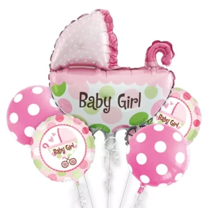 BALONY 5 SZT KPL RÓŻOWY WÓZEK