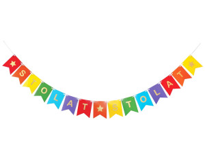 Girlanda papierowa Sto lat sto lat, kolorowa, 14x18 cm