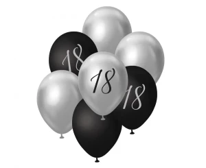 Bukiet balonowy B&C srebrno-czarny 18, 7 szt.