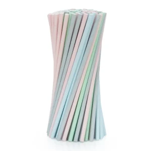Słomki papierowe 197x6 mm Pastelowe 100 szt.