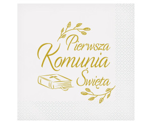 Serwetki Pierwsza Komunia Święta (biblia), 33x33 cm, 20 szt.