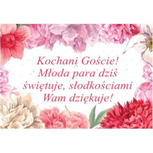 Etykieta na pudełka na ciasto kolorowe kwiaty 5x8cm