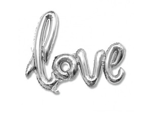 Balon LOVE, srebrny, 70x100cm