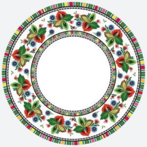 Talerzyki kwiaty łowickie, 18cm/8szt.