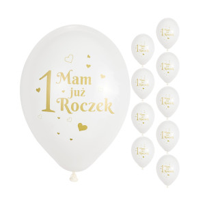 Balony Mam Już Roczek, białe,10szt.
