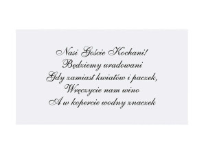 Wkładki do zaproszeń ślubnych, biały/ 25szt.