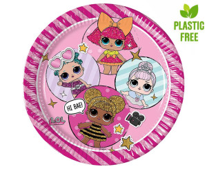 Talerzyki papierowe LOL Glitterati, 23 cm, 8 szt. (plastic-free)
