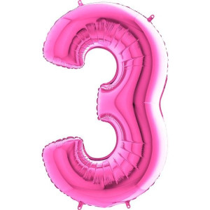 Balon Foliowy Różowa Fuksja "3" 1m