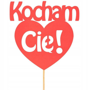 Topper Kocham Cię serduszko, czerwień