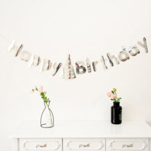 Grilanda Baner Happy Birthday srebrny