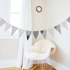 Girlanda dekoracja baner flagietki srebrne