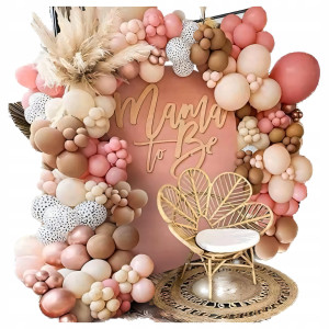 GIRLANDA BALONOWA matowa różowo kawowa boho 134 elementy