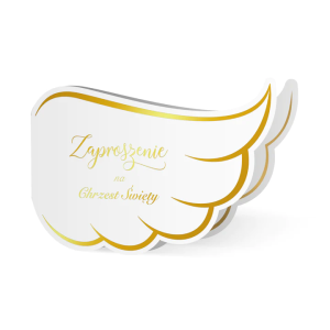 Zaproszenie na chrzest Skrzydła biało-złote 10szt.