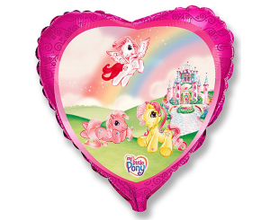 Balon foliowy My Little Pony i Zamek, serce 46x48cm (luzem)