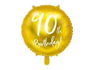 Balon Foliowy 90th urodzinowy, złoty