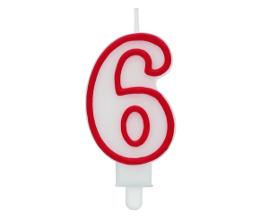 Cyfra "6", czerwony kontur