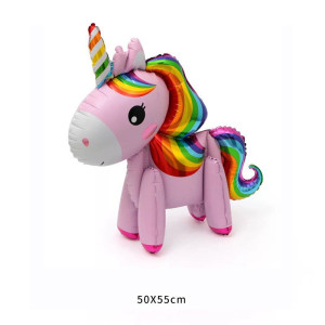Balon Foliowy RÓŻOWY JEDNOROŻEC 3D 55x50cm