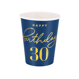Kubek Happy Birthday 30 granatowy 220ml 6szt.