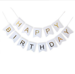 Baner Girlanda Urodzinowa Happy Birthday biała 3m