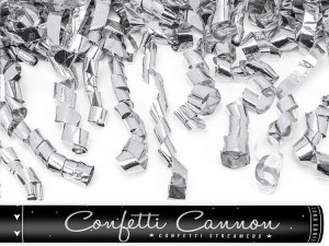 Tuba z serpentynami srebrny 60 cm