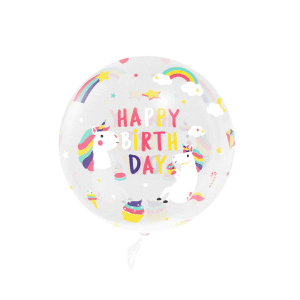Balon przeźroczysty okrągły Jednorożec 45cm, 1szt.