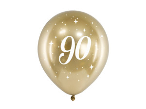 Balon Glossy 30cm, 90, złoty,6szt.