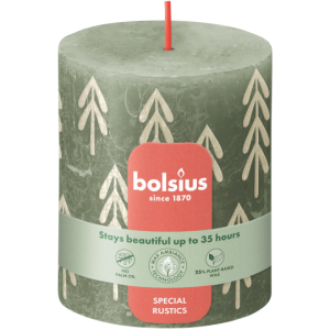 Świeca pieńkowa rustykalna oliwkowa, 80/68