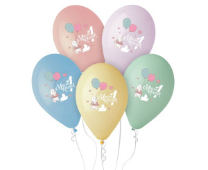 Balony Mam już 1 Roczek, Króliczek, 33 cm, 5 szt.