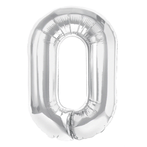 Balon "0" srebrny, 70cm