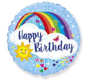 Balon foliowy Happy Birthday z tęczą